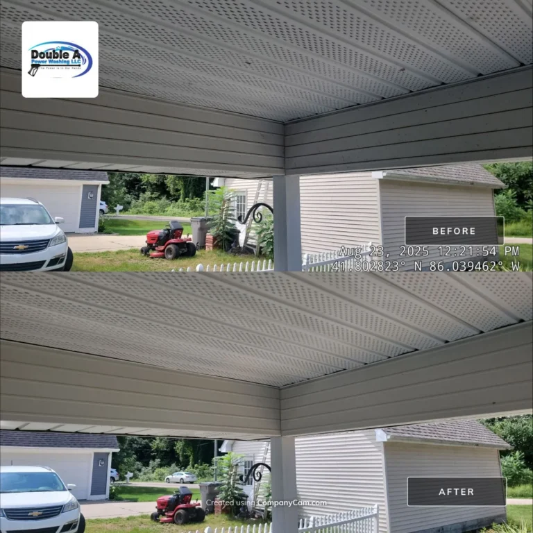 Patio/ Porch Soft Wash Cleaning During House Wash On Eagle Lake Edwardsburg, Mi