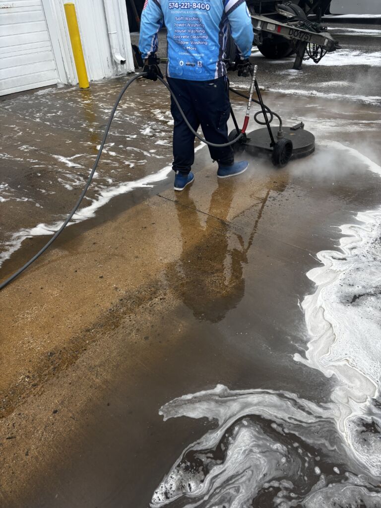 Hot Water Commercial Concrete Cleaning South Bend In