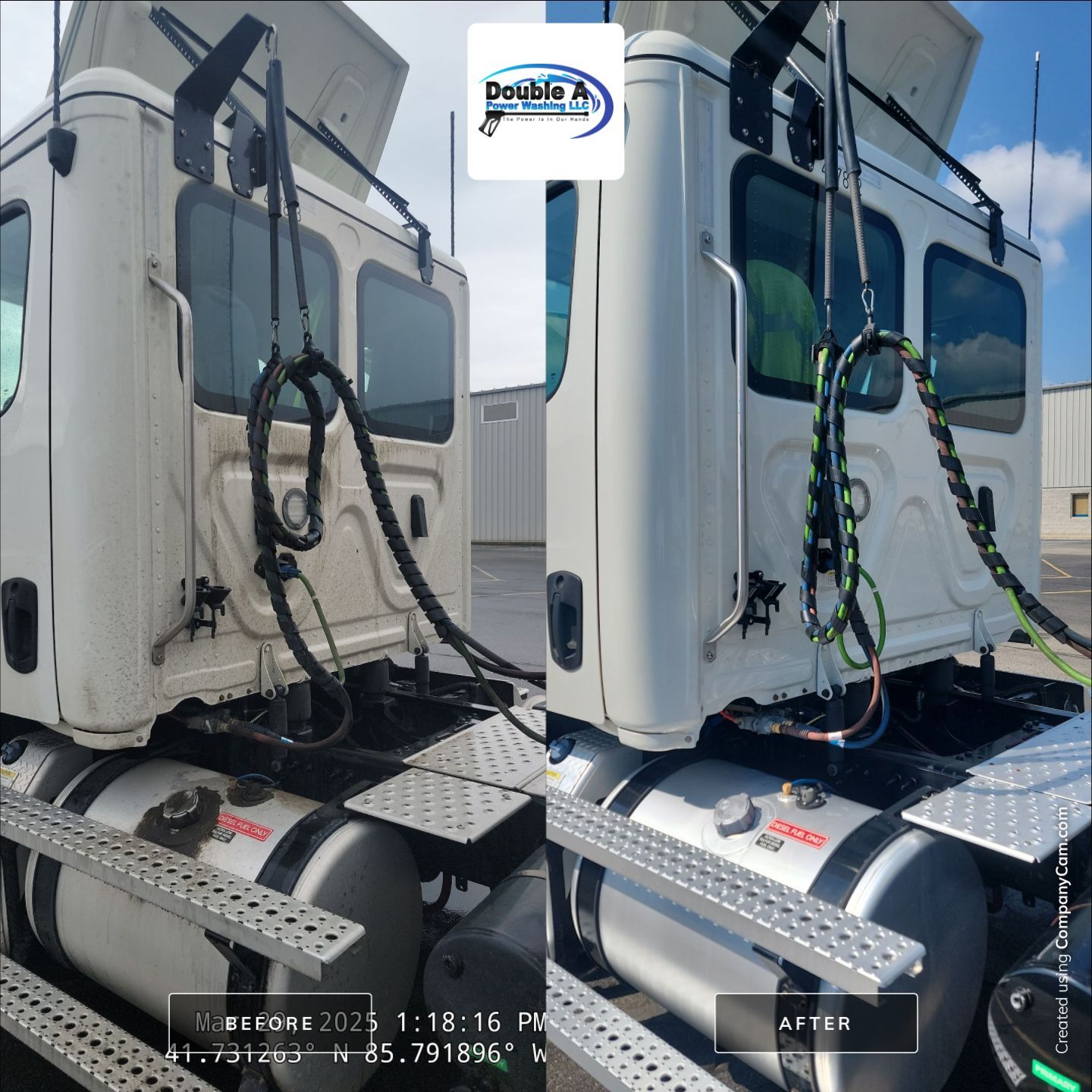 After: Our Professional Fleet Washing Removes Tough Road Grime And Diesel Soot To Restore A Clean, Professional Look To Your Commercial Trucks.. Double A Power Washing