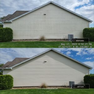 Blog 3 This Vinyl Siding Was Restored To Its Original Clean Look After Our Soft Wash Treatment Safely Eliminated Organic Growth And Algae. — Double A Power Washing
