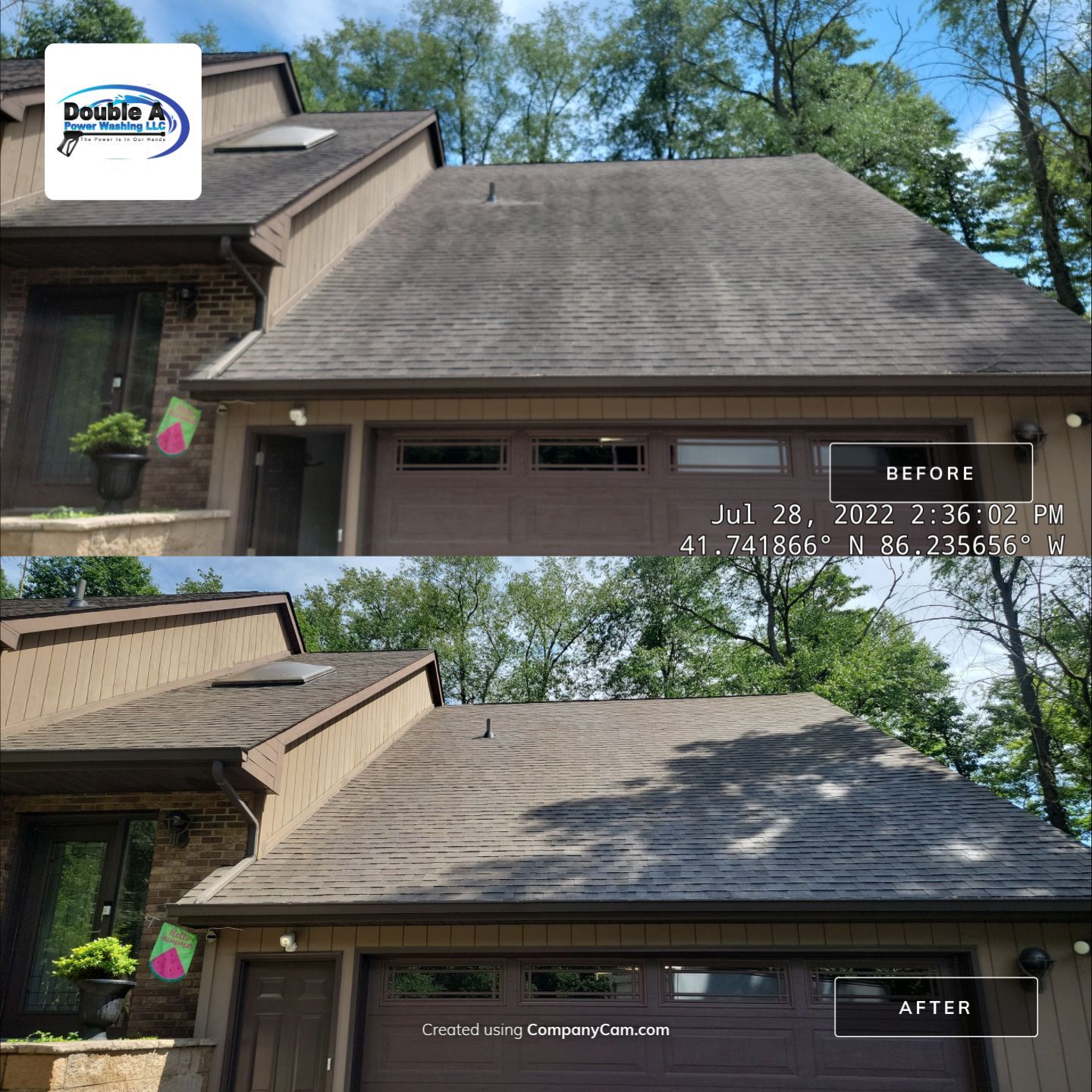 After: Our Soft Wash Roof Treatment Safely Eliminates Dark Algae Streaks To Restore The Beauty And Extend The Life Of Your Shingles.. Double A Power Washing