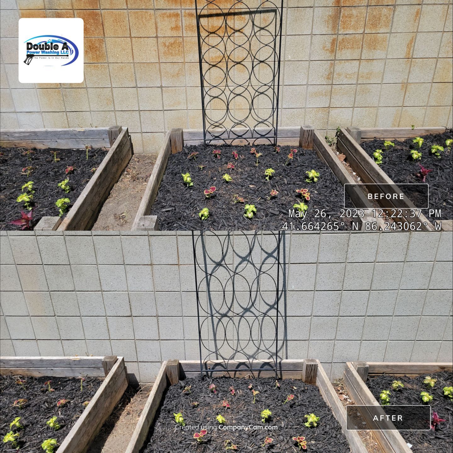Our Targeted Rust Removal Completely Eliminated Stubborn Orange Staining From This Block Wall. Rust Stain Removal. Double A Power Washing
